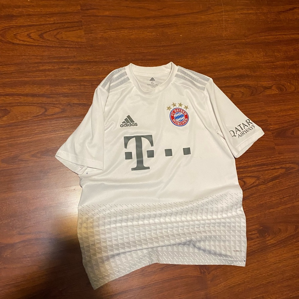 Adidas Bayern Munich White and Gray Football Shirt